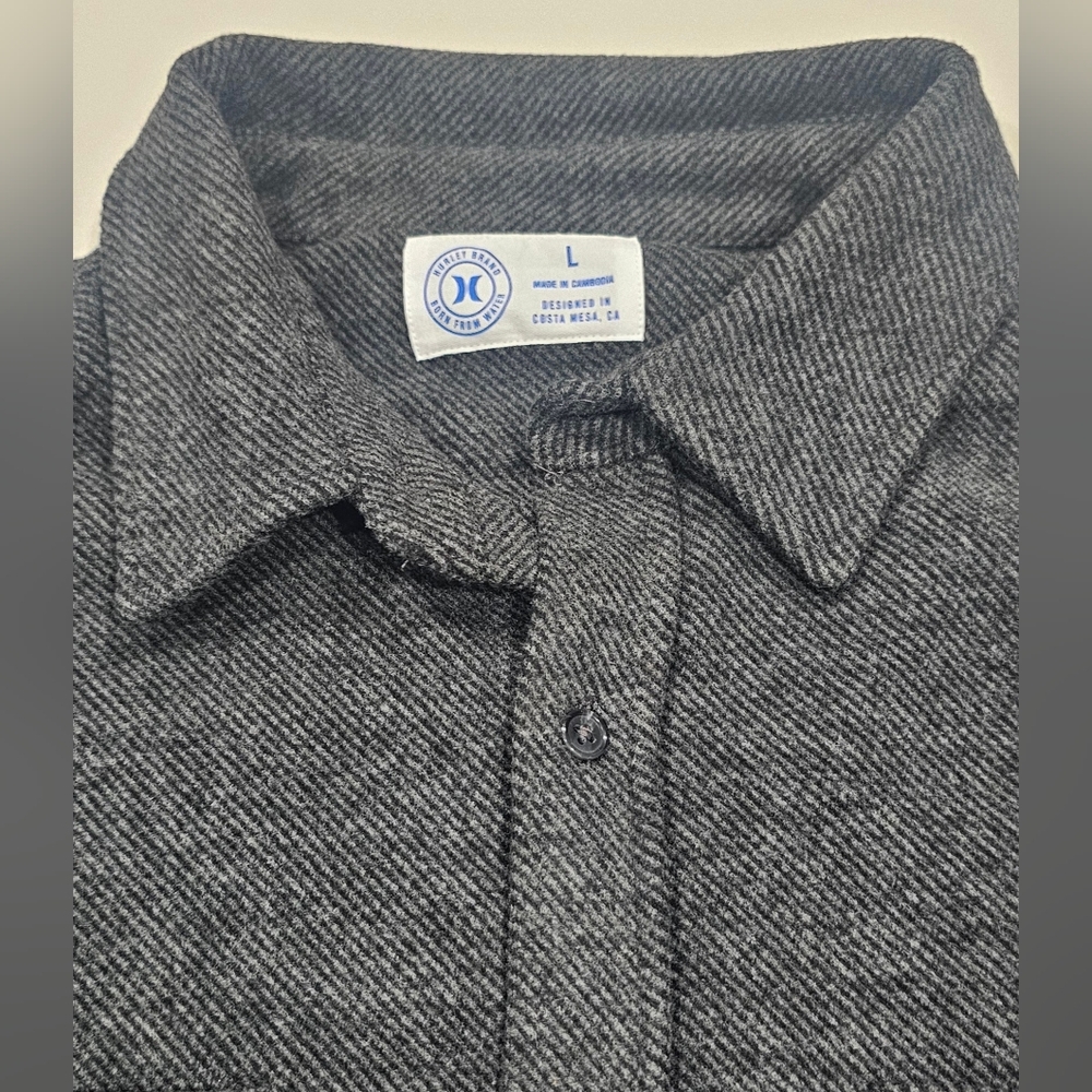 New Hurley Men's Charcoal Button Down Shirt Mens Large
